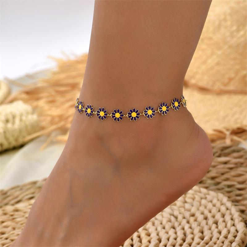 Summer New Daisy Flower Chain Anklets for Women Trendy Beach Starfish Shell Beads Anklet Bracelet On Leg Foot Chain Boho Jewelry