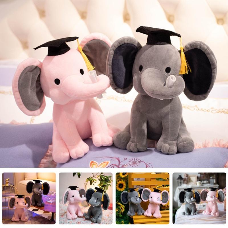 Cute Elephant Plush Toy With Graduation Hat Perfect Graduation Gift