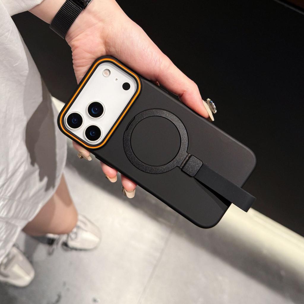 Für Apple 17Promax Metallständer Handyhülle Lanyard für IPhone16 Sturzsicher und Rutschfest PC Hautähnliche Hartschale
