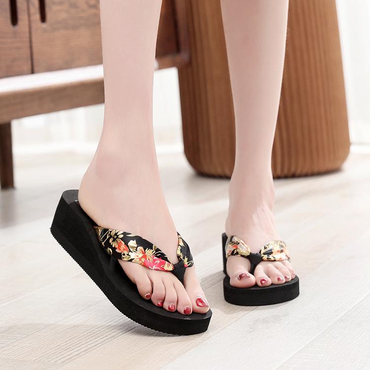 Women's Bohemian Silk-Strap Thick-Soled Sandals - Beach Casual Flip-Flops