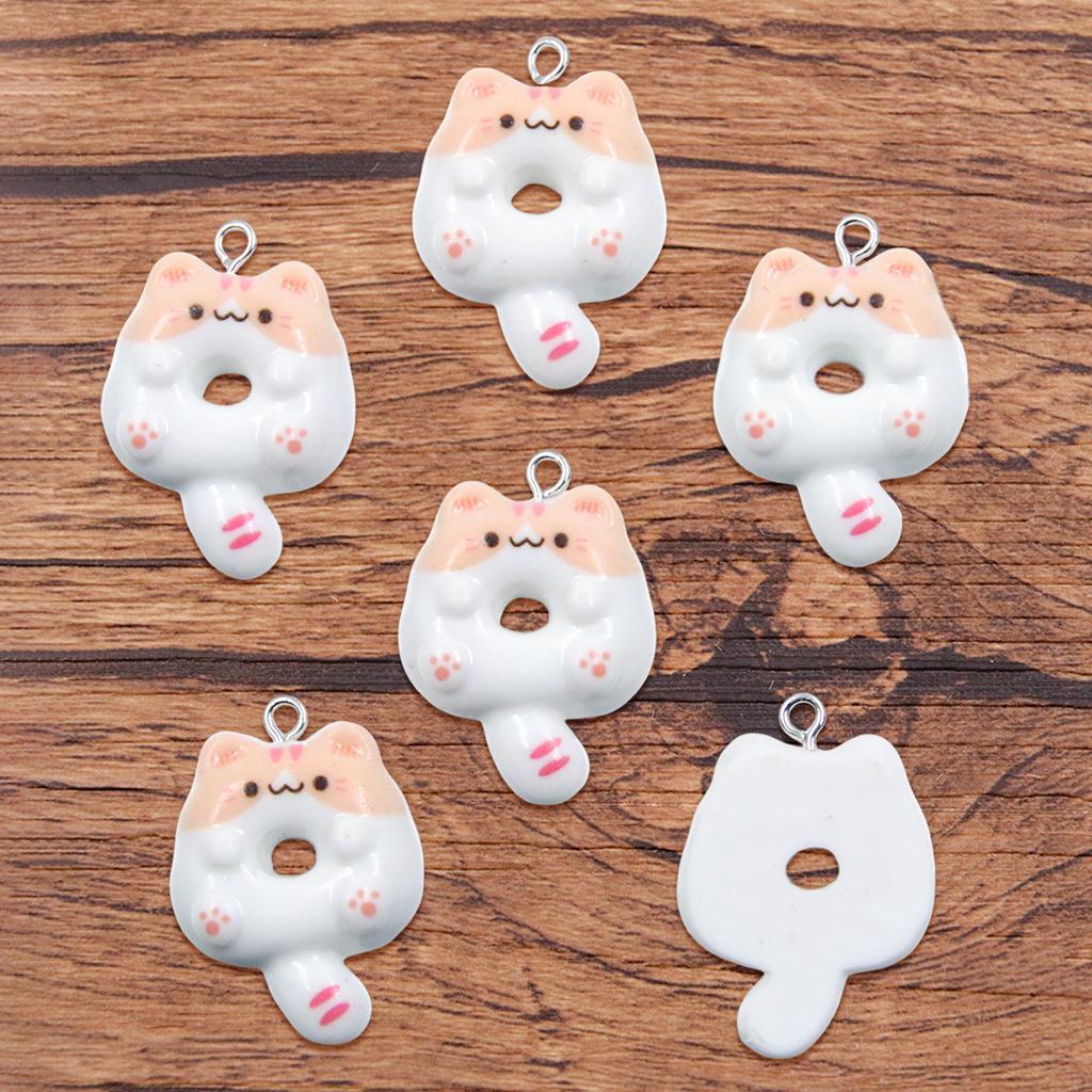 DIY Resin Accessories Cute Cat Donut Pendant Bag Bracelet Mobile Phone Pendant