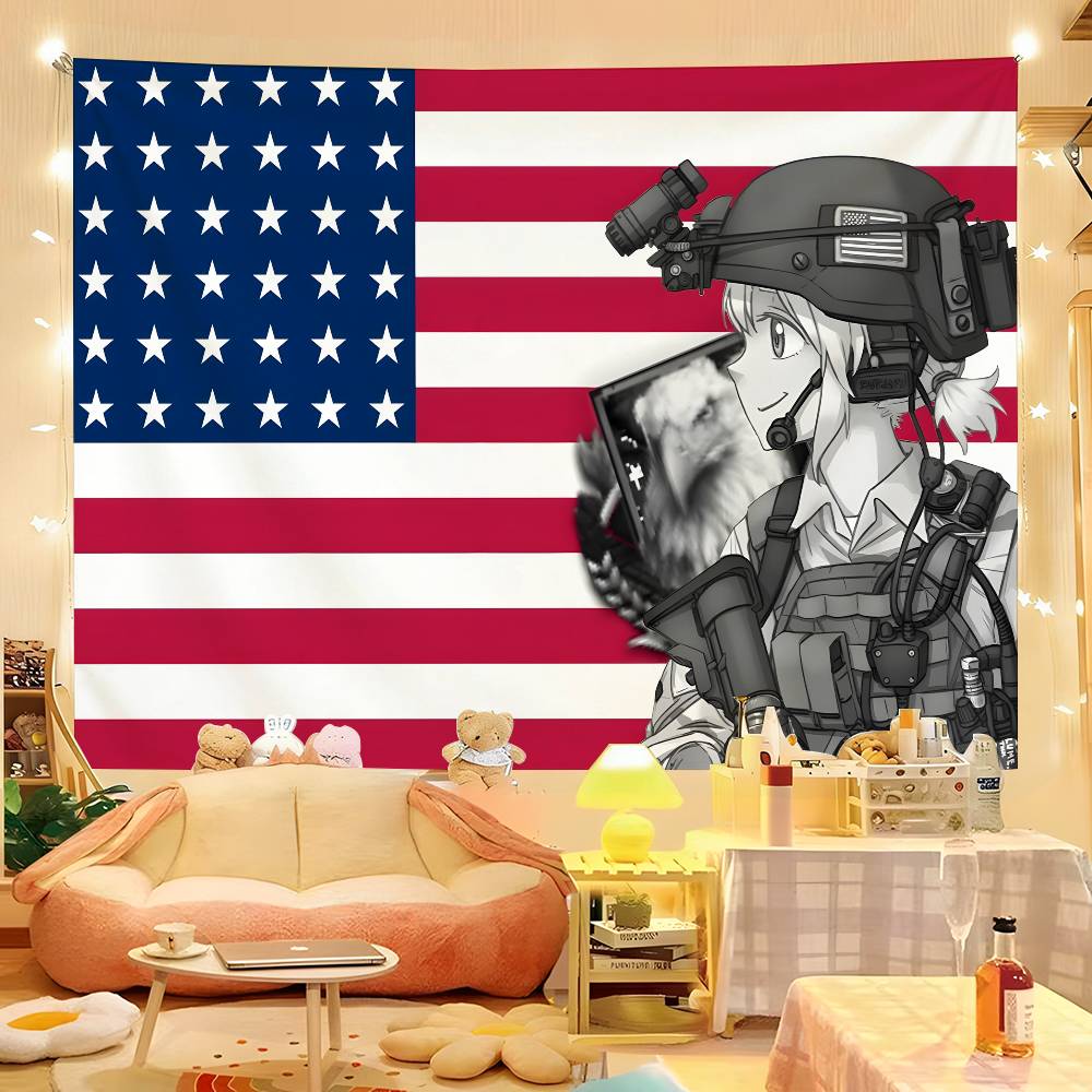 1pc US Army Esports Colorful Hippie Psychedelic Bedroom Dorm Decor Aesthetic 74x94cm(29x37in)
