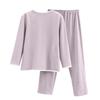 Ladies' Casual And Comfortable Long Sleeved Solid Color With Thick Velvet Sleepwear And Warm Pants Plus Size Set