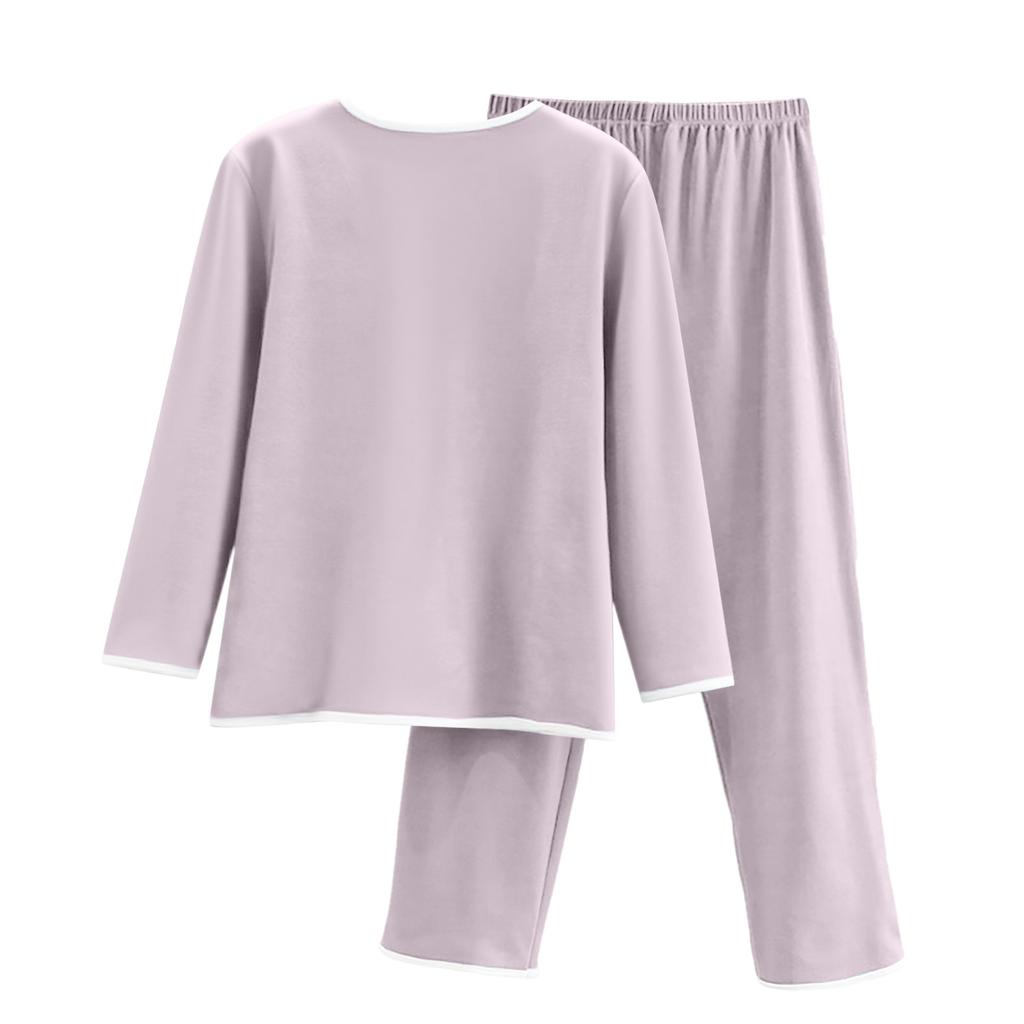 Ladies' Casual And Comfortable Long Sleeved Solid Color With Thick Velvet Sleepwear And Warm Pants Plus Size Set