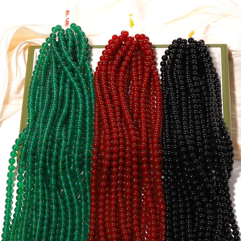 Schwarze Grüne Rote Achatperlen für DIY Schmuckherstellung - Handgemachte Perlen- und Webzubehör (Halbfabrikate)