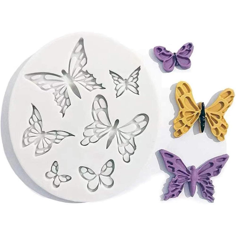 5pcs Butterfly Rose Flower Stems Birds Blossoms Silicone Fondant Mold Crafting DIY Projects and Cake Decoration Silicone Mold Baking Mold