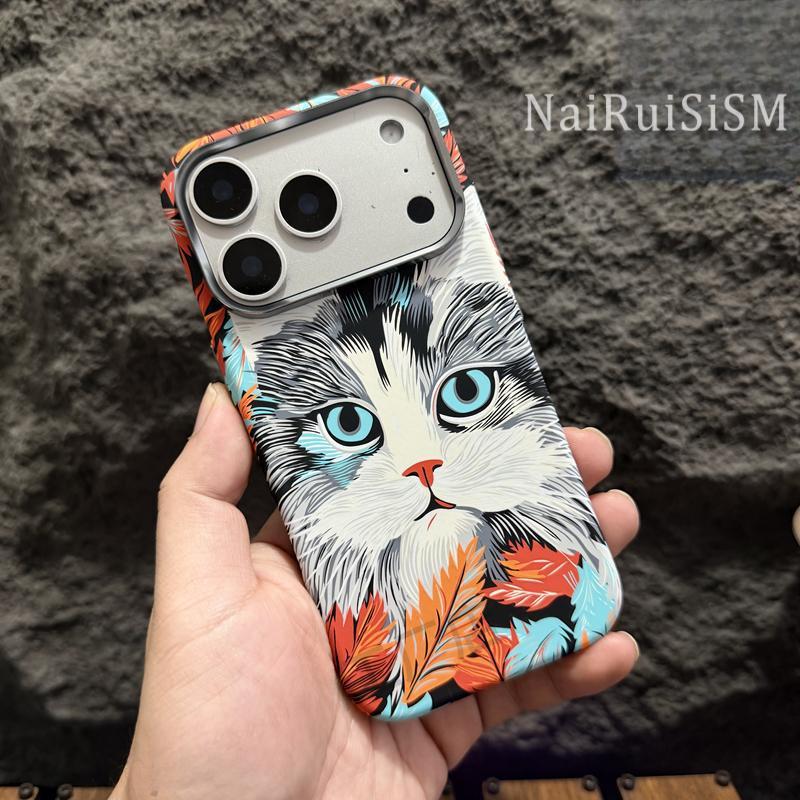 

Snow Leopard Plush Cat Kevlar Magnetic iPhone 17 Pro Max Case iPhone 14 PRO MAX