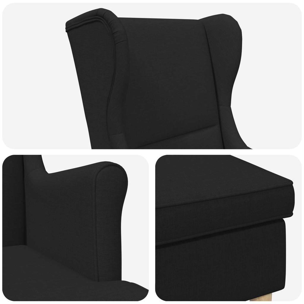Armchair with Footstool 2 pcs Black Fabric