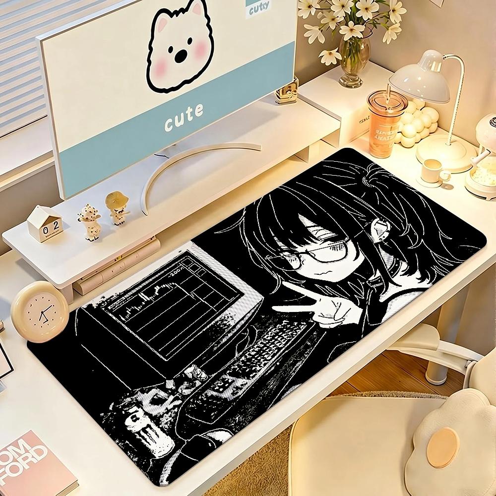Anime Monokuro Girl Mouse Pad Large Nonslip Gaming Desk Mat Laptop Keyboard Tray Office Pc Hd Print Gamer Black