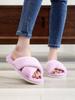 Crossed Plush Slippers Autumn and Winter Four Seasons Indoor New Warm Leak Toe Fluffy Slippers