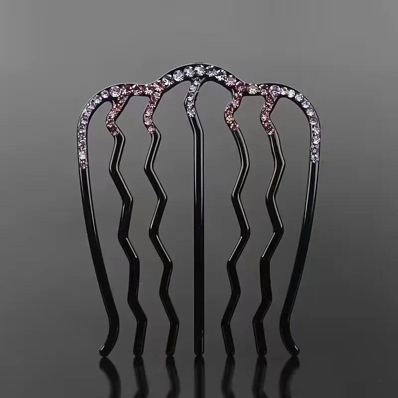 

Расческа для плетения волос со стразами, заколки для волос с кристаллами, женские булочки для девочек, корейская мода, держатель для хвоста, аксессуары, головной убор