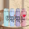 1PC Happy Valentines Day Heart Print 750ml Color Plastic Sports Water Bottle Leakproof Flip Straw Lid Suitable for Sports Office Home Use