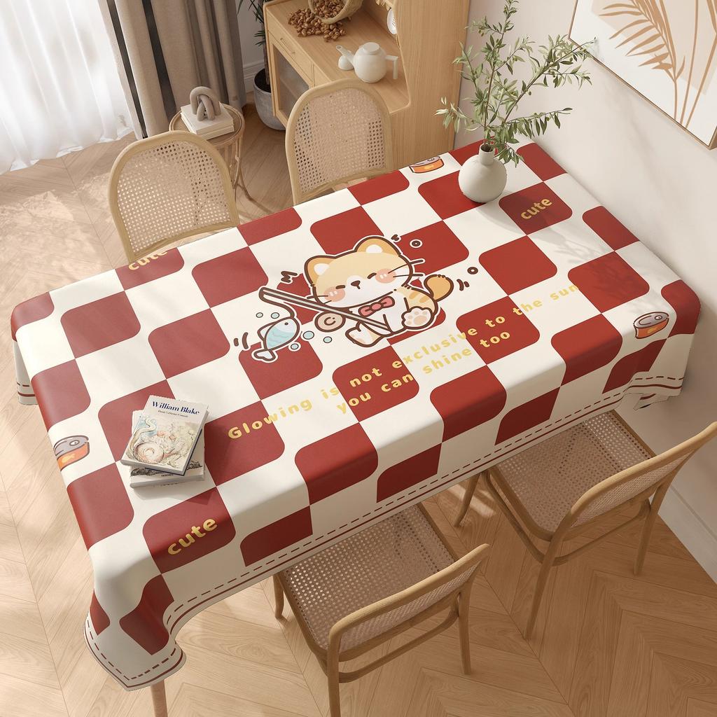 Masa Örtüsü Su Geçirmez ve Yağ Geçirmez Kalıcı PVC Yemek Masası Masa Örtüsü Küçük Taze Çizgi Film Masa Örtüsü Dikdörtgen Sehpa Masa Örtüsü