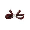 Wjia Ankola Red Metal Hairpin: Elegant Bow Duckbill Clip for Side Bangs and Accessories.