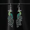 New Chinese retro ethnic style peacock painted earrings exquisite diamond-encrusted long fringed earrings high-end earrings women