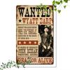 Tin Sign Vintage Western Wanted Dead Or Alive Metal Plaque Cowboy Sheriff John Barhan Retro Rust Style Wall Decor for Bar Pub Ga
