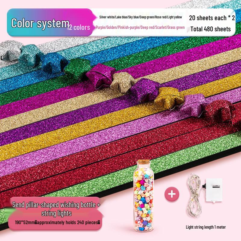 Colorful Origami Star Strips: Handmade Five-Pointed Stars Gift for Children’s Birthday or Summer Vacation.