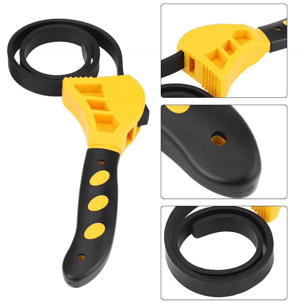 2pcs Multi Functional Rubber Strap Oil Filter Wrench Adjustable Spanner Bottle Opener Tool
