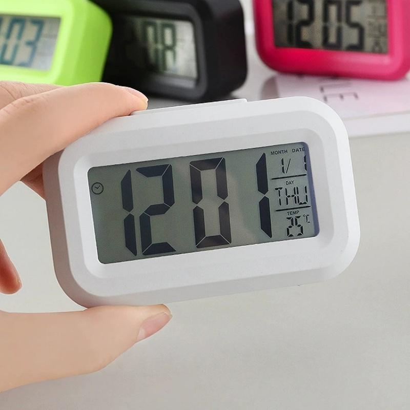 12/24h Led Digital Display Alarm Clock Home Bedside Battery Power Multifunction Snooze/Temperature Night Light Date Alarm Clock