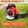 Backpack Gas Leaf Blower, 75.6cc 2 Stroke Engine, 850CFM, 200MPH, High Power Gasoline Leaf Blower, 2.3L Fuel Tank, Ergonomic Blower for Leaf, Sand,