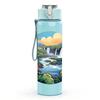 1PC Waterfall Mountain River Landscape Print 750ml Color Plastic Sports Water Bottle Leakproof Flip Straw Lid Suitable for Sports Office Home Use