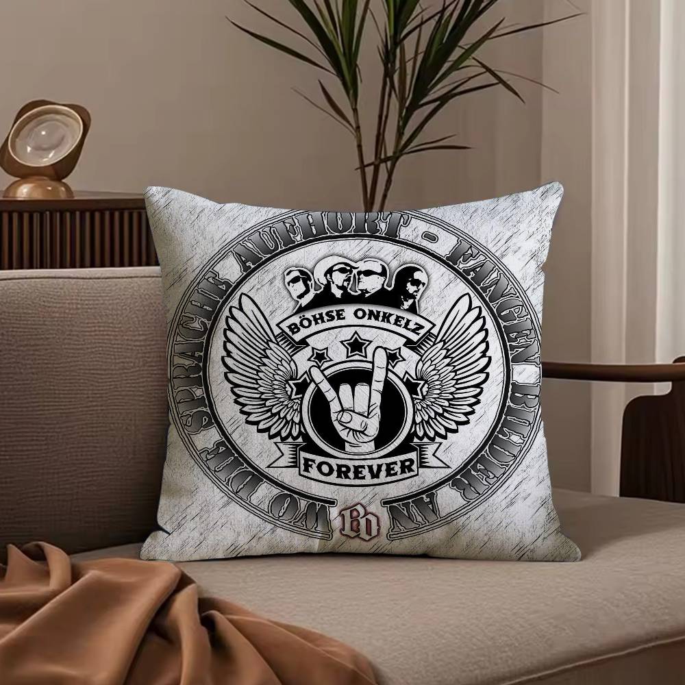 Rock B-Bohse o-Onkelz Pillow Case Anti-dustmite Pillowcase Invisible Zipper Silky Short Plush Sofa Cushion Cover