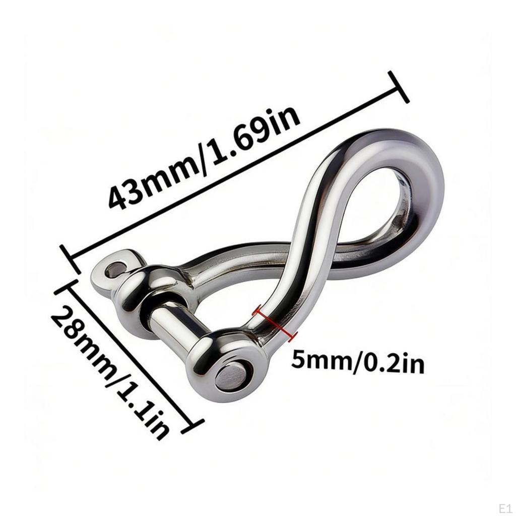 Bow Shackle with Screw Pin Stainless Steel Resistant Hardware for Boaters,
