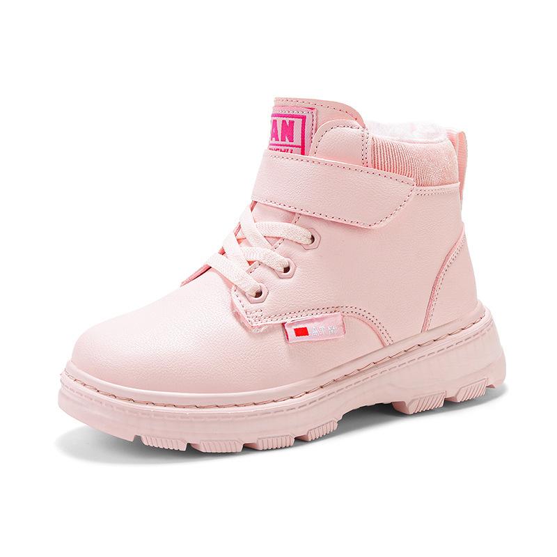2025 Winter Girls' and Boys' Warm Cotton Martin Boots - Soft Sole, Trendy, for Primary School Students.
