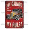 Vintage Auto Garage Metal Sign Vintage Plaque Rules Tin Sign Plate Wall Decor For Bar Club Man Cave Cartoon Art Painting  Poster