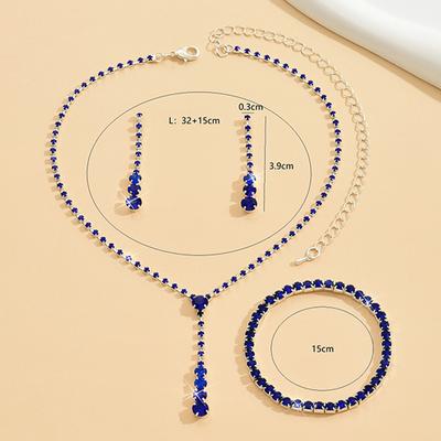 4Pcs  Bride Wedding Jewelry Set  Necklace Earring Bracelet Set Women Banquet Jewelry Accessories