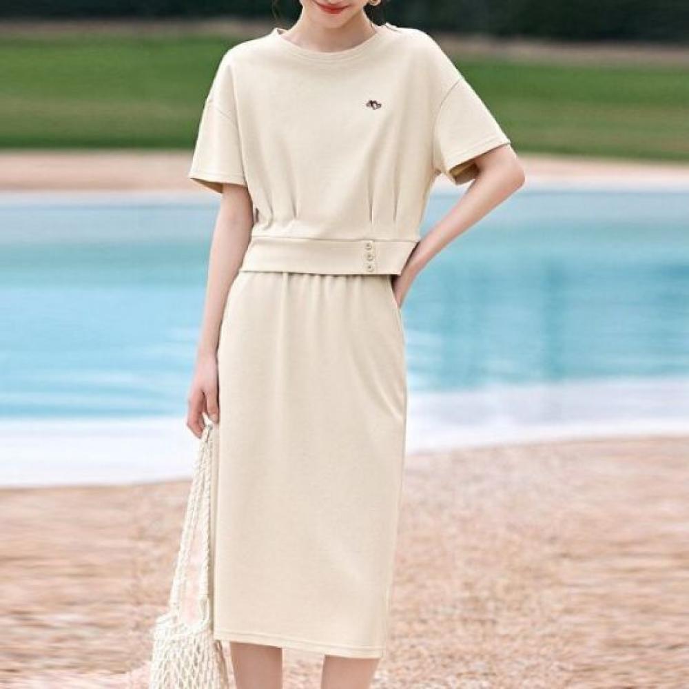 Rellawear Women Heart Double Short Sleeve Skirt Set Jy250430