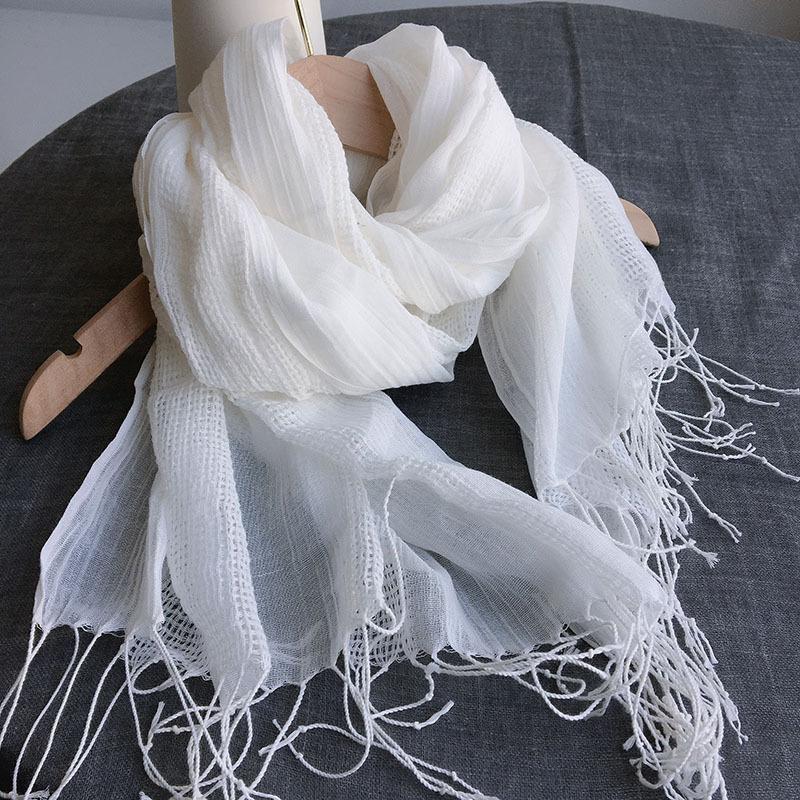 Pure White Cotton Hollow Scarf Plant Dyeing Blue Dyeing Tie Dyeing Hand Dyeing Special White Scarf Teaching White Embryo Cloth