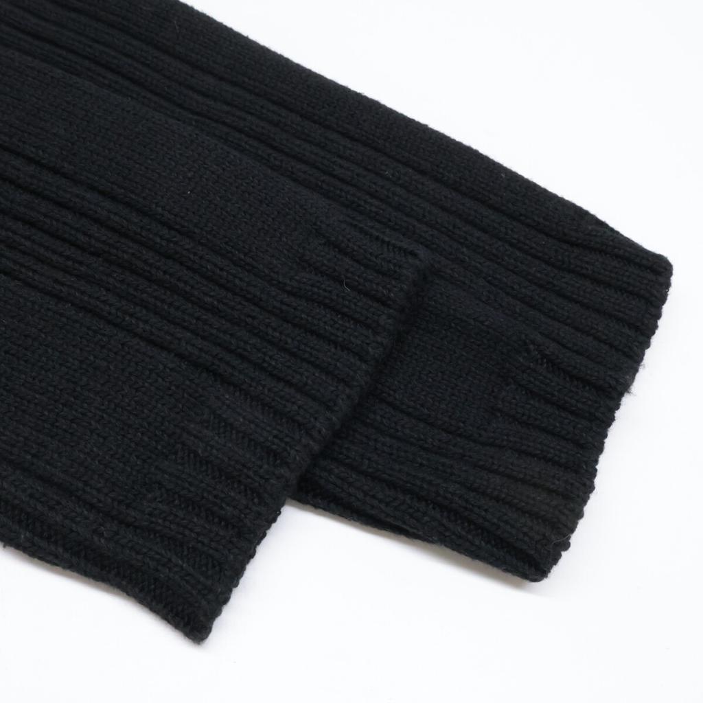 HERMES Driver's knit wool cotton tops L blackUsed