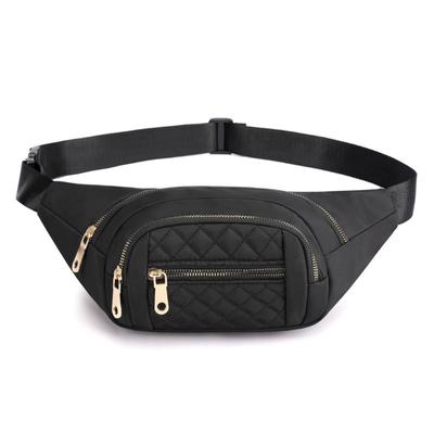 Women Fanny Pack Black Smoothing Zipper Waterproof Portable Women Waist Bag for Travel Outdoor Sports