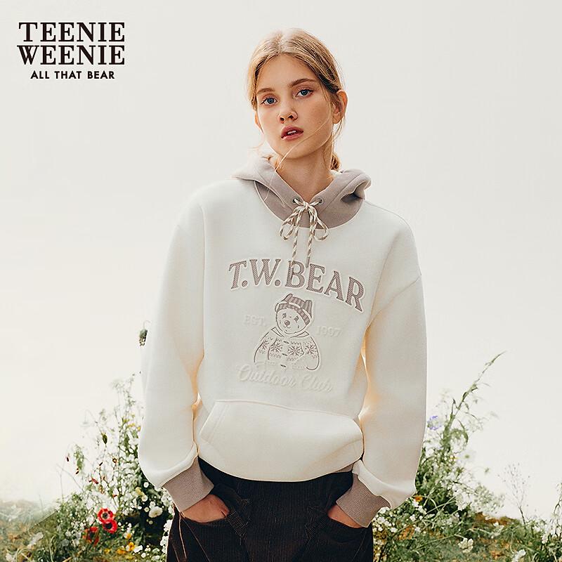 Teenie Weenie Women's Bear Graphic Colorblock Hooded Sweatshirt