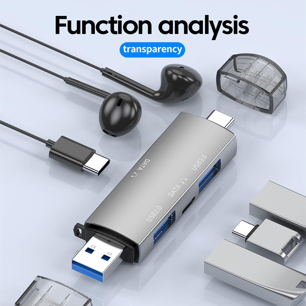 6 in 1 Card Reader Adapter USB 3.0 Type C To SD TF Memory Card Reader HUB For iPhone 16 15 Samsung PC Laptop Converter