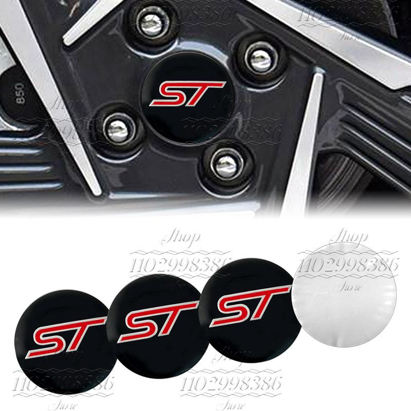 4Pcs Car Styling ST Emblem Wheel Center Hub Cover Sticker Rim Badge Accessories For Ford Focus Fiesta MK2 3 4 5 Kuga Mondeo Edge CVV1