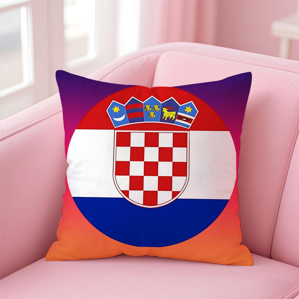 Croatia Cro Flag Cushion Cover Eco-Friendly Odorless Healthy Pillowcase Soft & Comfortable Kid-Safe No Filling
