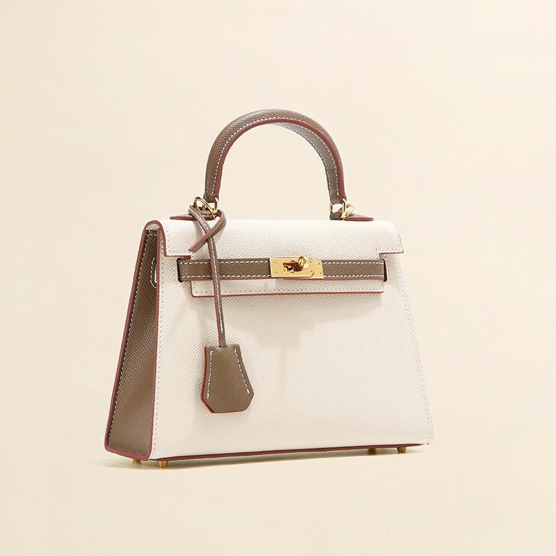 Color Matching Bag Women's Mini Cowhide Leather Bag New Palm Pattern Single Shoulder Crossbody Second Generation Commuting