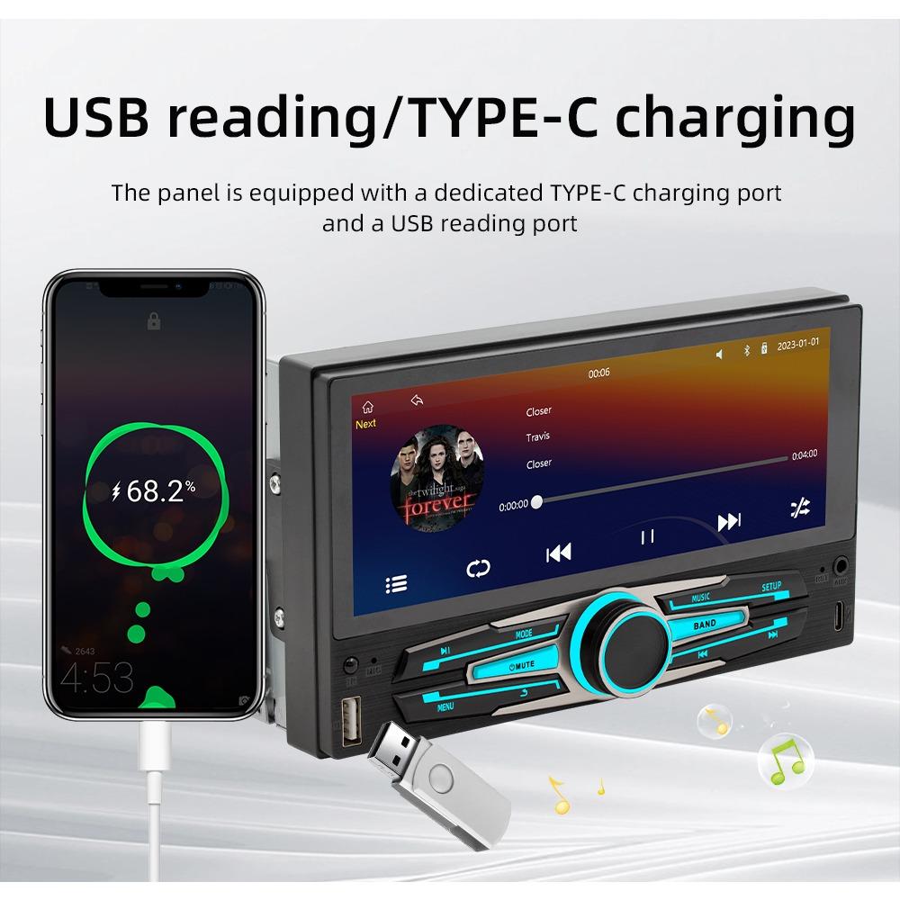 7-calowy samochodowy odtwarzacz MP5 z ekranem dotykowym i ekranem dotykowym 1 Din Radio samochodowe Carplay i Android Auto do uniwersalnego odtwarzacza multimedialnego radia samochodowego