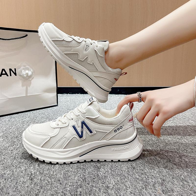 Mesh breathable dad shoes women's 2025 spring and autumn new thick-soled heightening women's shoes soft-soled non-slip casual sports shoes