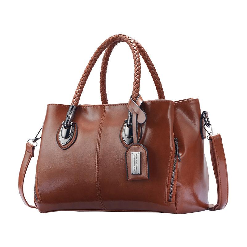 Luxe Zacht Leer Grote Capaciteit Handtas voor Dames Designer Dames Schouder Crossbody Messenger Tas bruin