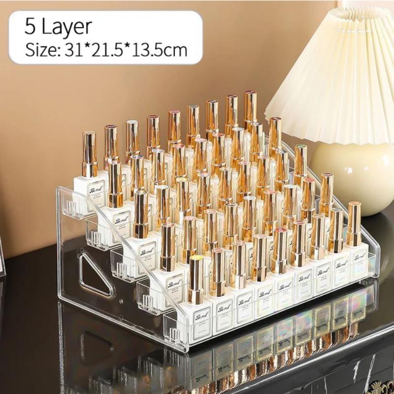 Clear Acrylic Cosmetic Display Stand 3-7layer Makeup Perfume Dolls Storage Shelf Decorative Nail Polish Rack Home Office Decor