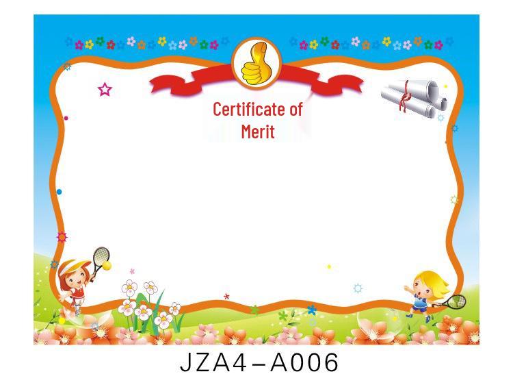 A4 Blank Certificate Paper for Students: Creative Design for Kindergarten and Primary School Commendations and Training Classes.