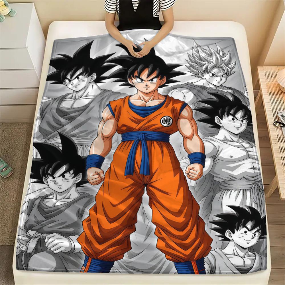 1PC Son Goku Patterned Flannel Blanket Suitable For All Seasons For Home Decor Warmth And Comfort Gifts Holiday Present