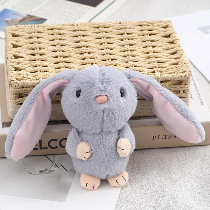 Adorable Long-eared Bunny Plush Keychain Soft Stuffed Rabbit Toy Crystal Velvet