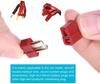 Set of 10 T-Plug Deans-Style Connectors Male & Female | Includes 20 Heat Shrink Tubes | For RC Cars, Boats, Helicopters, 7.4V LiPo Batteries | Red