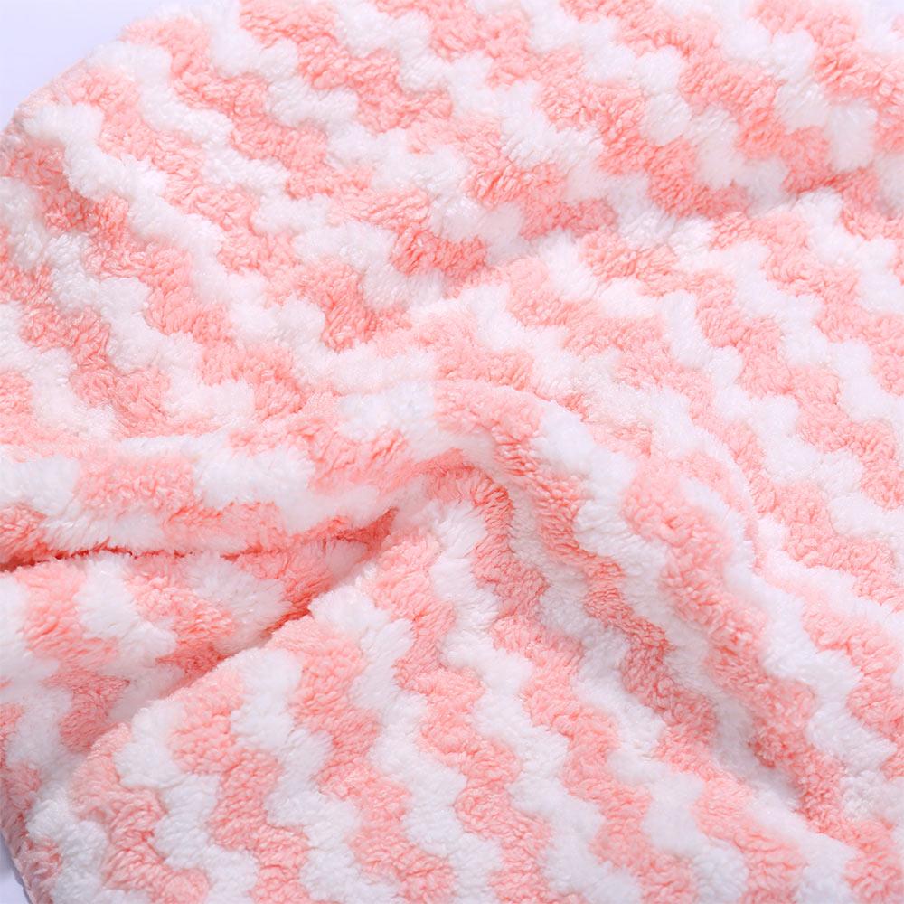 Striped Flower Tableware Gadgets Coral Velvet Wash Cloth Wiping Rag Cleaning Cloth Dish Towel