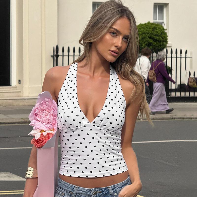 2025 Sommer Trendiges Damen Rückenfreies Neckholder Polka Dot Top