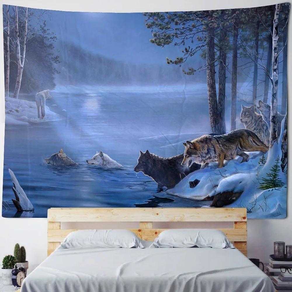 Jungle Wolves Tapestry Office Living Room Decor Home Wall Tapestry